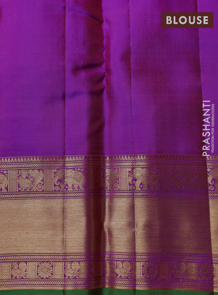 Puer kanchipuram silk saree purple with allover zari checks & buttas and rich zari woven border