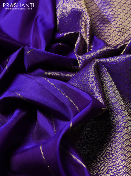 Puer kanchipuram silk saree violet with zari woven buttas and long zari woven border