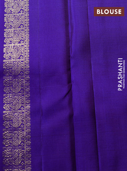 Puer kanchipuram silk saree violet with zari woven buttas and long zari woven border
