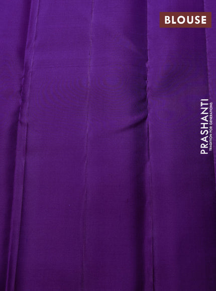 Puer kanchipuram silk saree purple with allover zari woven brocade weaves and zari woven border