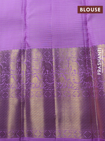 Puer kanchipuram silk saree lavender with allover vairaosi pattern & zari woven buttas and long zari woven border