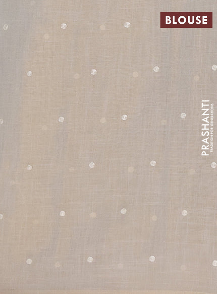 Linen saree beige and wine shade with embroidery buttas and embroidery pallu & border
