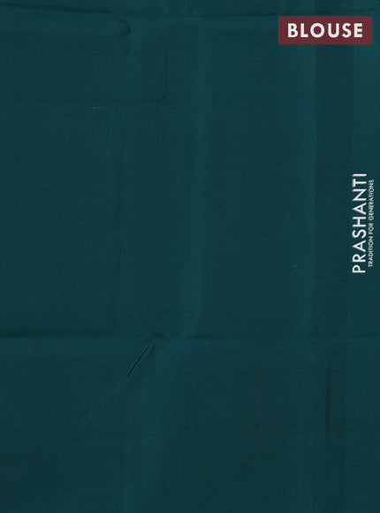Kanchipuram soft silk saree black and green with allover zari checks & buttas and long zari woven border