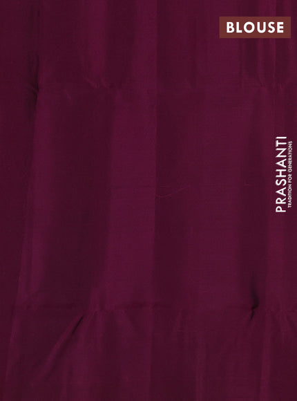 Kanchipuram soft silk saree cs blue and magenta pink with allover zari checks & buttas and long zari woven border