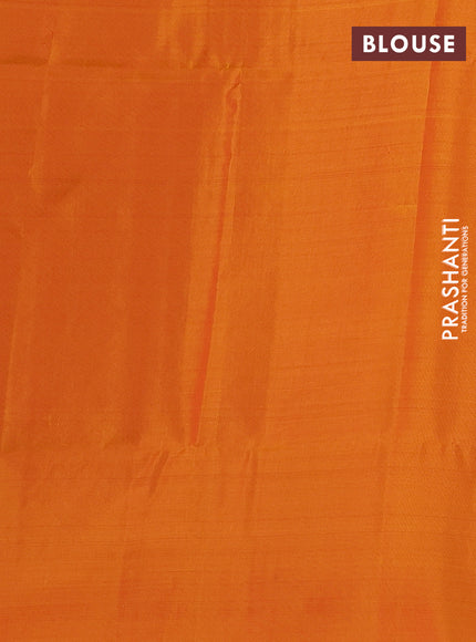 Kanchipuram soft silk saree pink and orange with allover zari weaves & buttas and long zari woven border