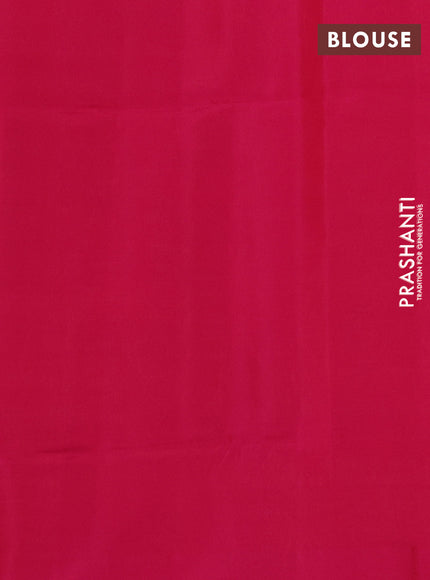 Kanchipuram soft silk saree reddish orange and pink with allover zari woven buttas and long zari woven border