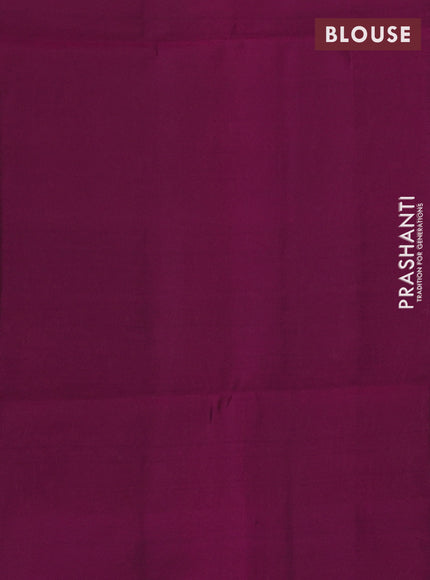 Kanchipuram soft silk saree peacock blue and dark magenta pink with allover zari weaves & buttas and long zari woven border