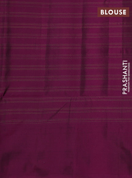 Kanchipuram soft silk saree blue and magenta pink with allover zari checks & buttas and long zari woven border