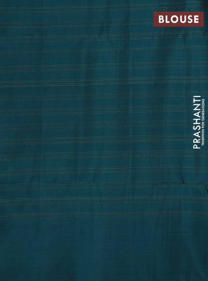 Kanchipuram soft silk saree dark magenta pink and green with allover zari checks & buttas and long zari woven border