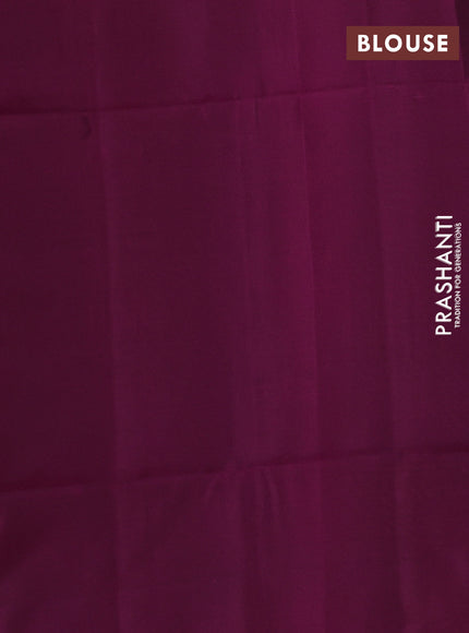 Kanchipuram soft silk saree green and dark magenta pink with allover zari woven buttas and long zari woven border