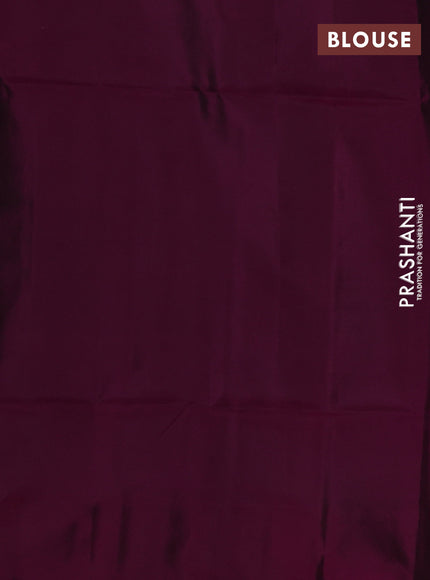 Kanchipuram soft silk saree pastel blue and magenta pink with allover zari checks & buttas and long zari woven border