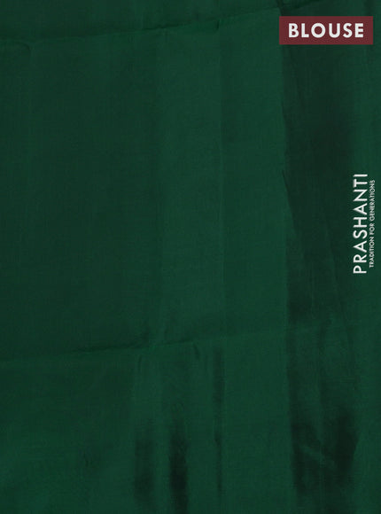 Kanchipuram soft silk saree grey and green with allover zari checks & buttas and long zari woven border