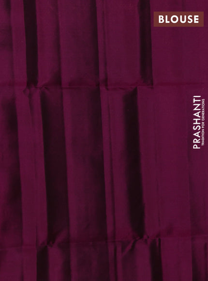 Kanchipuram soft silk saree green and magenta pink with allover zari checks & buttas and long zari woven border