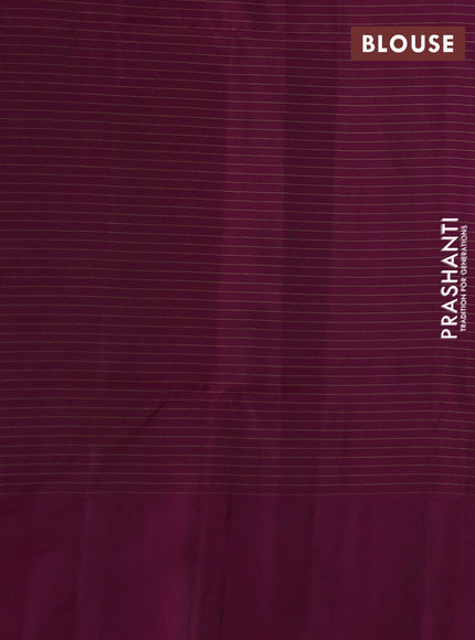 Kanchipuram soft silk saree light green and magenta pink with allover zari checks & buttas and long zari woven border