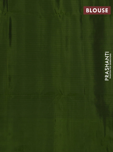 Kanchipuram soft silk saree blue and green with allover zari checks & buttas and long zari woven border