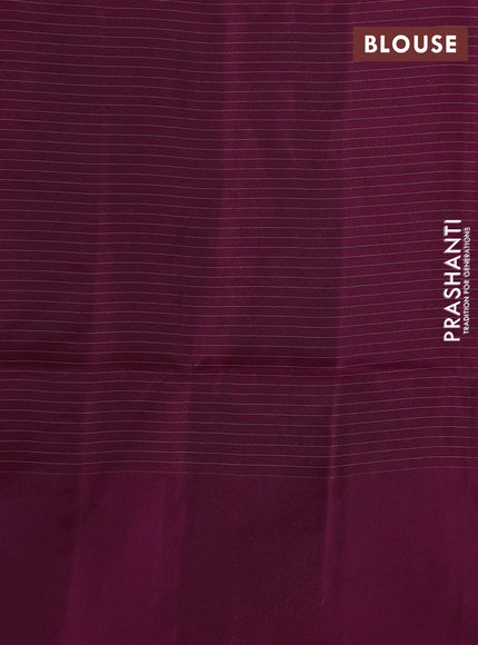 Kanchipuram soft silk saree pastel blue and dark magenta pink with allover zari checks & buttas and long zari woven border