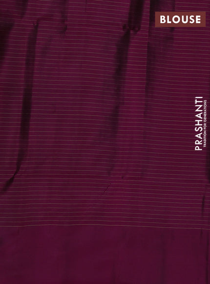 Kanchipuram soft silk saree navy blue and magenta pink with allover zari checks & buttas and long zari woven border