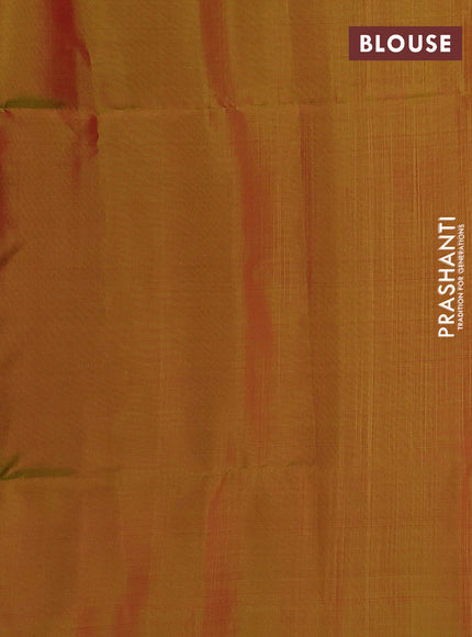 Kanchipuram soft silk saree pink and dual shade of greenish pink with allover zari woven buttas and long zari woven border