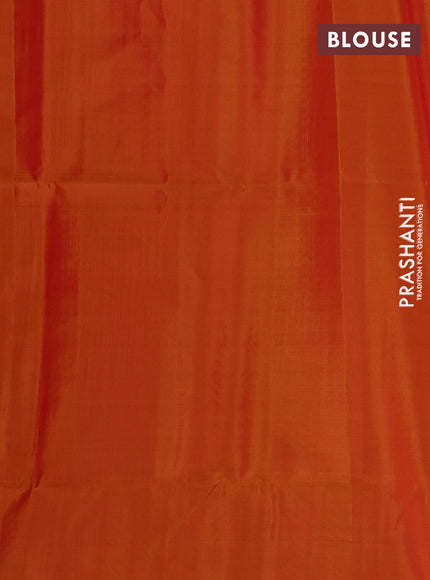 Kanchipuram soft silk saree pink and dual shade of orange with allover zari woven buttas and zari woven border