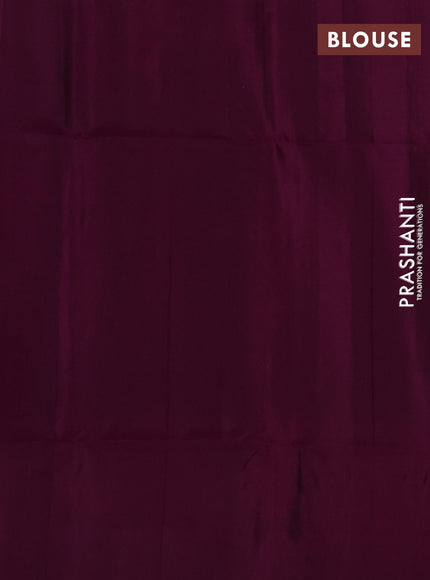 Kanchipuram soft silk saree bottle green and magenta pink with allover zari woven buttas and long zari woven border