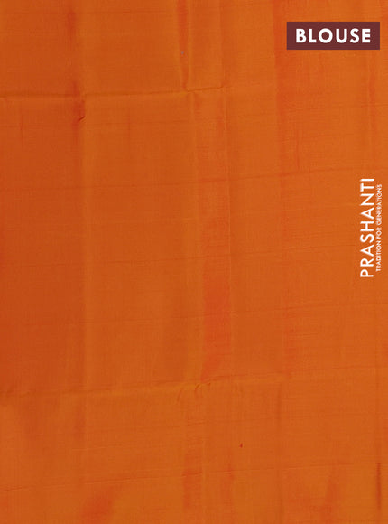 Kanchipuram soft silk saree red and mustard yellow with allover zari woven buttas and long zari woven border