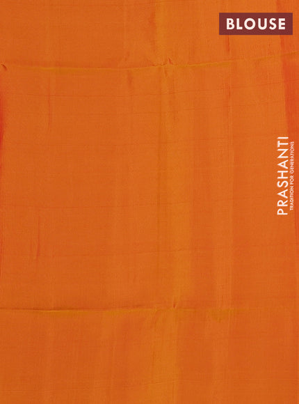 Kanchipuram soft silk saree light pink and mustard yellow with allover zari woven buttas and long zari woven border