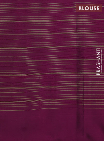 Kanchipuram soft silk saree pastel blue and dark magenta pink with allover zari woven checks and zari woven border