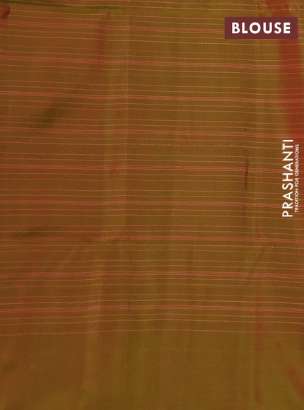 Kanchipuram soft silk saree pink and dual shade of greenish pink with allover zari woven checks and zari woven border