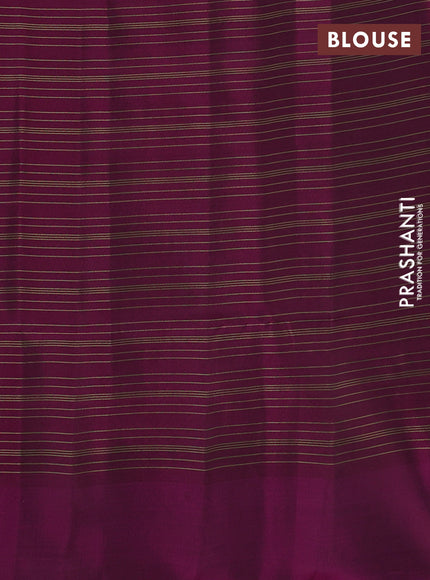 Kanchipuram soft silk saree peacock blue and magenta pink with allover zari woven checks and zari woven border