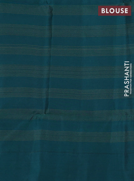 Kanchipuram soft silk saree navy blue and green with allover zari checks & buttas and long zari woven border