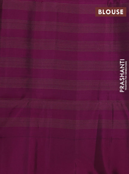 Kanchipuram soft silk saree green and magenta pink with allover zari checks & buttas and long zari woven border