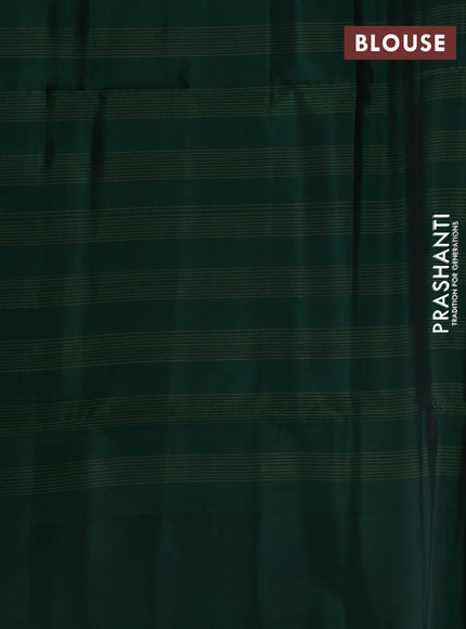 Kanchipuram soft silk saree rust shade and green with allover zari checks & buttas and long zari woven border