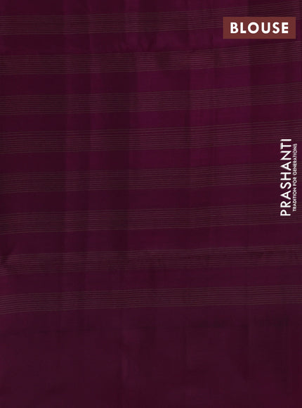 Kanchipuram soft silk saree light green and magenta pink with allover zari checks & buttas and long zari woven border
