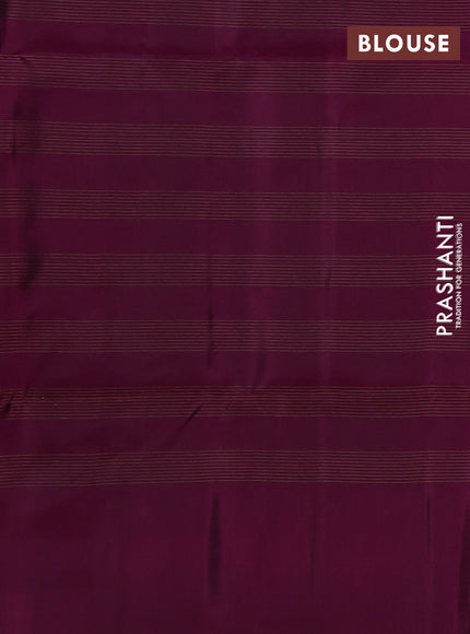 Kanchipuram soft silk saree navy blue and dark magenta pink with allover zari checks & buttas and long zari woven border