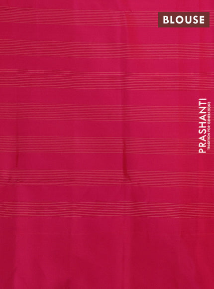 Kanchipuram soft silk saree reddish orange and pink with allover zari checks & buttas and long zari woven border