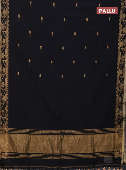 Bengal soft cotton saree black with allover thread woven buttas and thread woven border