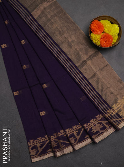 Bengal soft cotton saree purple with allover thread woven buttas and thread woven border