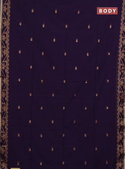 Bengal soft cotton saree purple with allover thread woven buttas and thread woven border