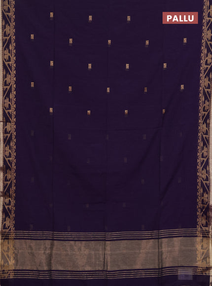 Bengal soft cotton saree purple with allover thread woven buttas and thread woven border