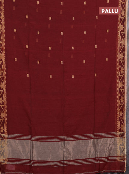 Bengal soft cotton saree maroon with allover thread woven buttas and thread woven border