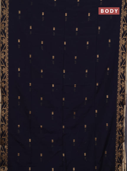 Bengal soft cotton saree navy blue with allover thread woven buttas and thread woven border