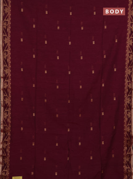 Bengal soft cotton saree magenta pink with allover thread woven buttas and thread woven border