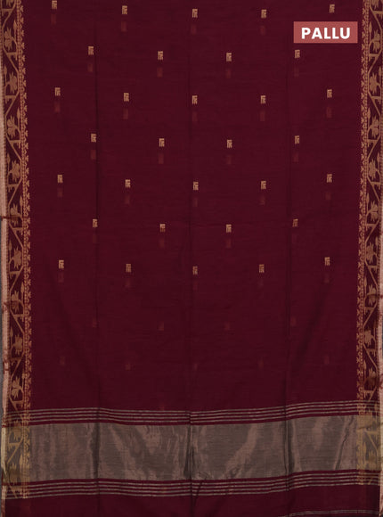 Bengal soft cotton saree magenta pink with allover thread woven buttas and thread woven border