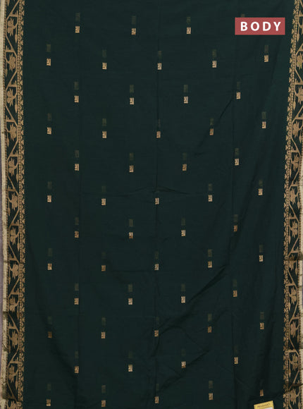 Bengal soft cotton saree green with allover thread woven buttas and thread woven border