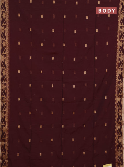 Bengal soft cotton saree deep maroon with allover thread woven buttas and thread woven border