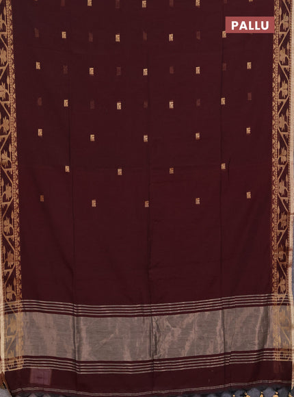 Bengal soft cotton saree deep maroon with allover thread woven buttas and thread woven border