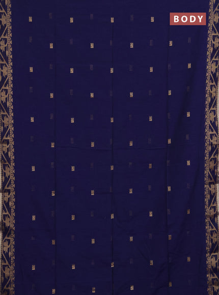 Bengal soft cotton saree blue with allover thread woven buttas and thread woven border