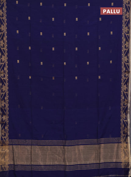 Bengal soft cotton saree blue with allover thread woven buttas and thread woven border