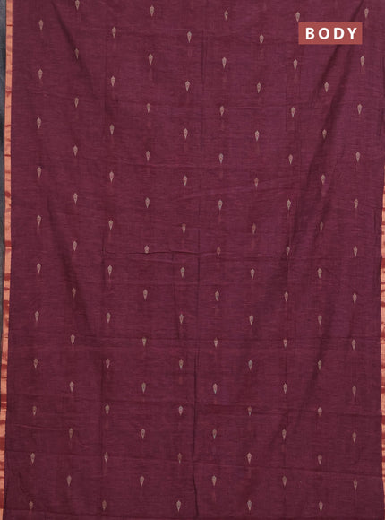 Bengal soft cotton saree mauve pink with allover thread woven buttas and zari woven border