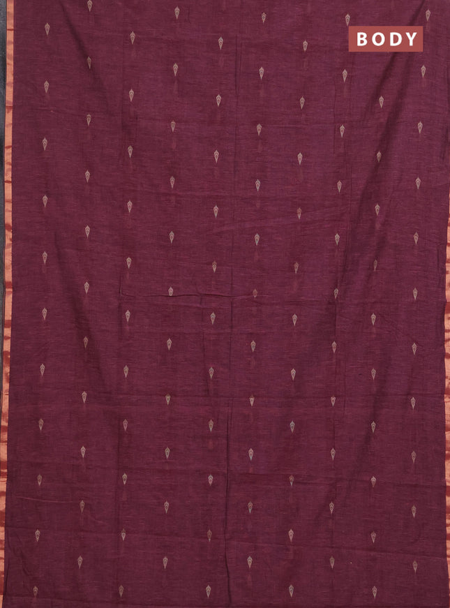 Bengal soft cotton saree mauve pink with allover thread woven buttas and zari woven border
